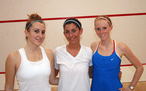Steph Timpone &acute;09, Co-Captain Cara Flynn &acute;10, Co-Captain Chrissie Parsons &acute;09