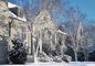 Blaustein Humanities Center, blanketed by a New England snowfall.