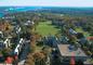 An aerial view of the College, with Long Island Sound in the distance.