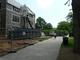 The west side of the building, facing Tempel Green.