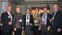 Gregory T. Waldron, vice president for advancement, Jean Curtin Tempel '65, emeritus trustee, Harris Rosenheim '09, trustee, Betts Murray P'11,
F. Wisner Murray '79 P'11 and Peter Wilson before a performance by the Boston Pops.