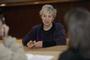 Dance critic Marcia B. Siegel '54 speaks during the Dance Festival's New England Conference, held on campus Feb. 8-11.