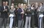 President Leo I. Higdon Jr. leads the ribbon cutting ceremony of the new Science Center at New London Hall.