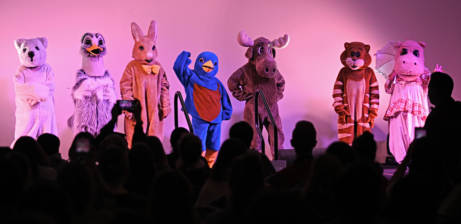 Costumed students compete in the inaugural Student Activities Council Veiled Vocalist competition.