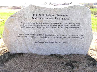 Memorial for William Niering located in Harkness Memorial State Park, Waterford, Connecticut.