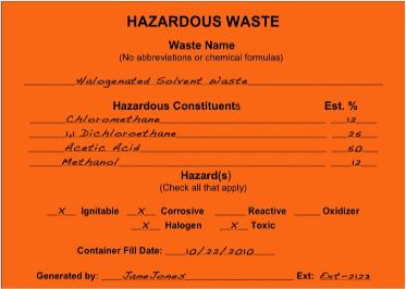 hazardous waste label template