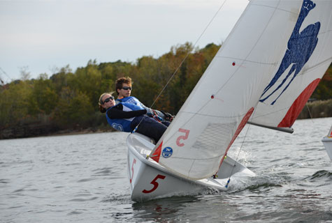 The Sailing Team practicing on the Thames River.