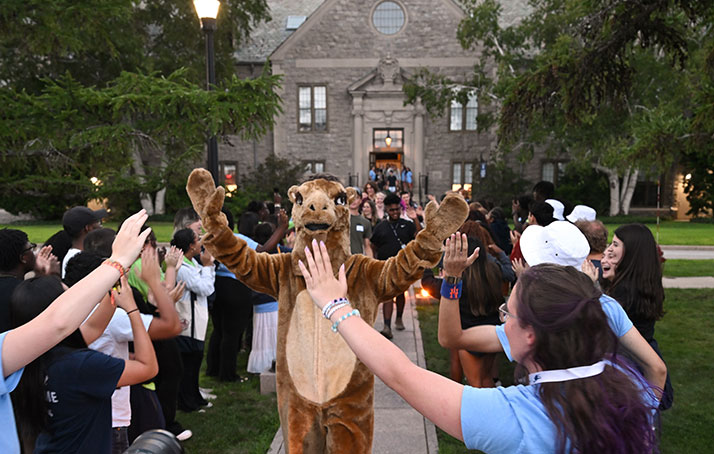 Conn mascot among students