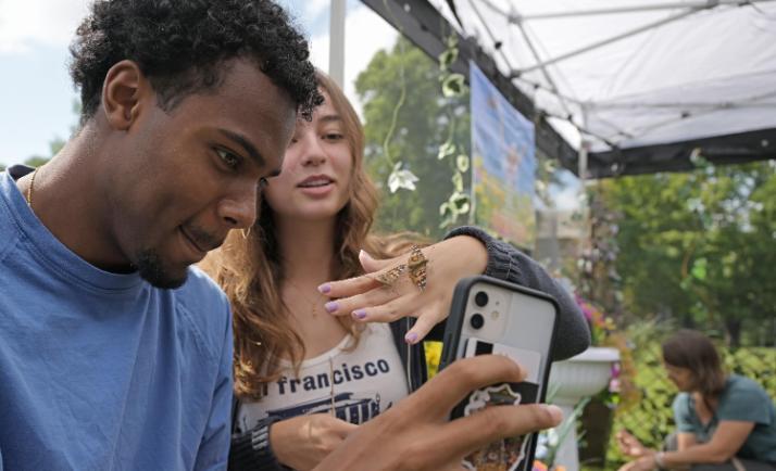 Students in butterfly garden