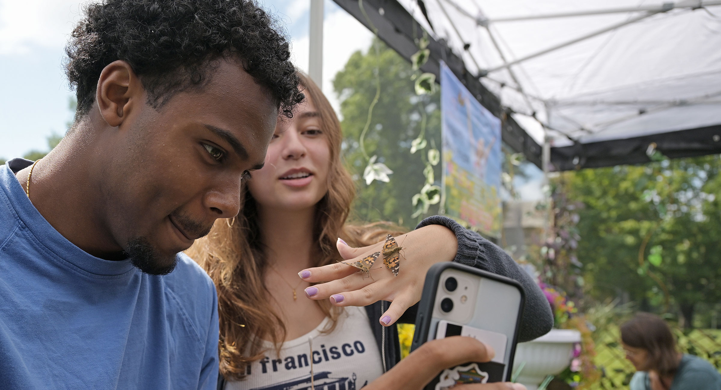 Students in the butterfly garden