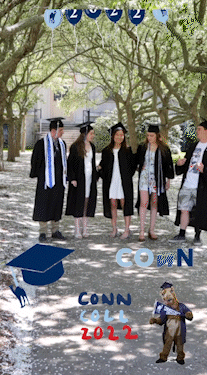Connecticut College grads with graduation gif stickers