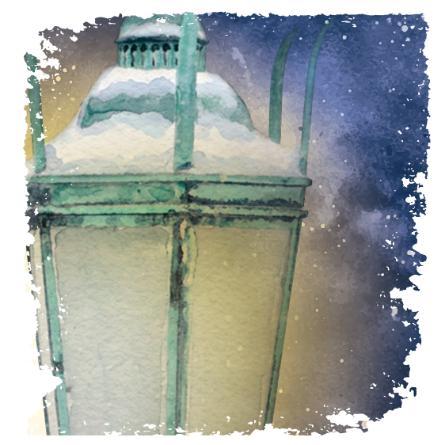 An illustration of a snowy winter lantern.