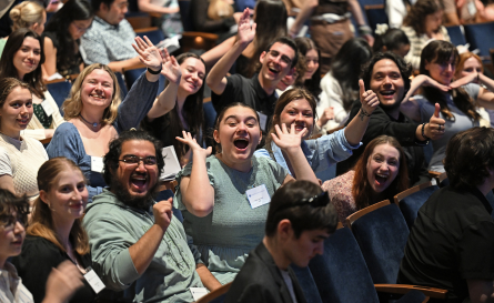 Students celebrating at the Honors and Awards ceremony.