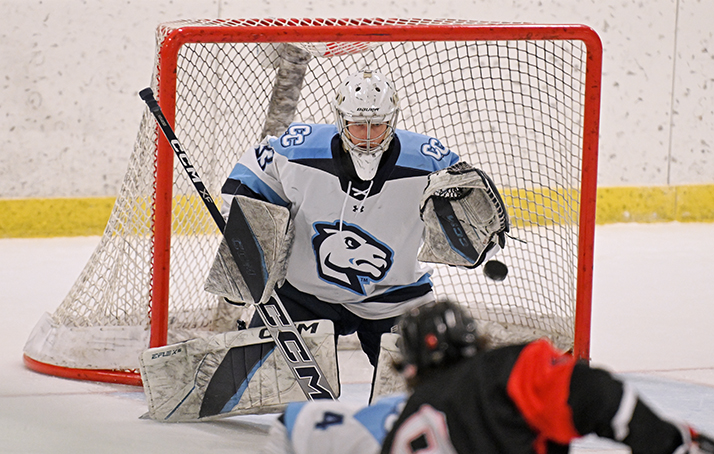 Men's Ice Hockey in a game vs Wesleyan.