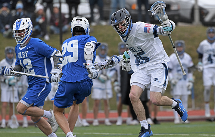 Men's Lacrosse in a game vs Colby.