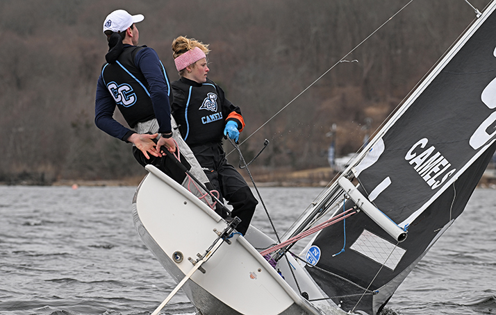 The sailing team out on the water.