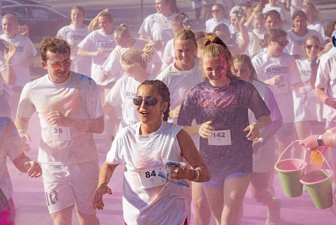 A photo of students participating in SVPA's Color Run.
