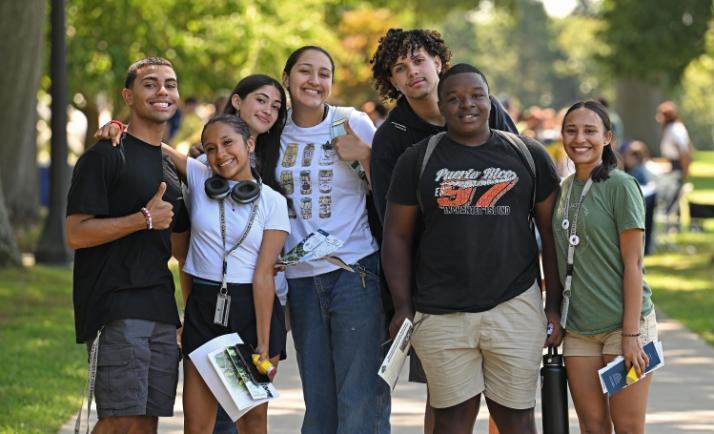 Students smiling on campus