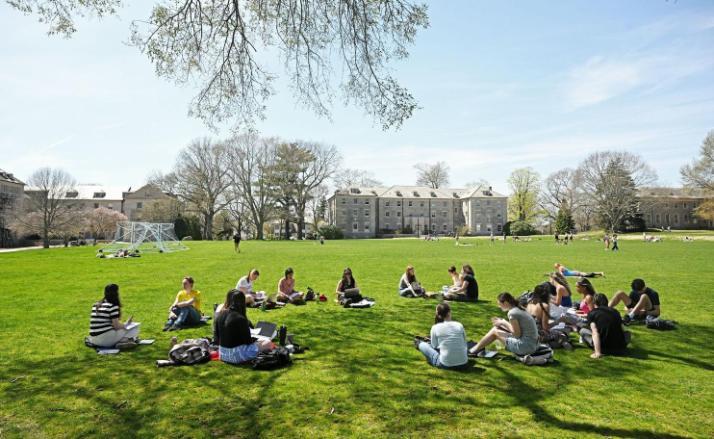 Students on green