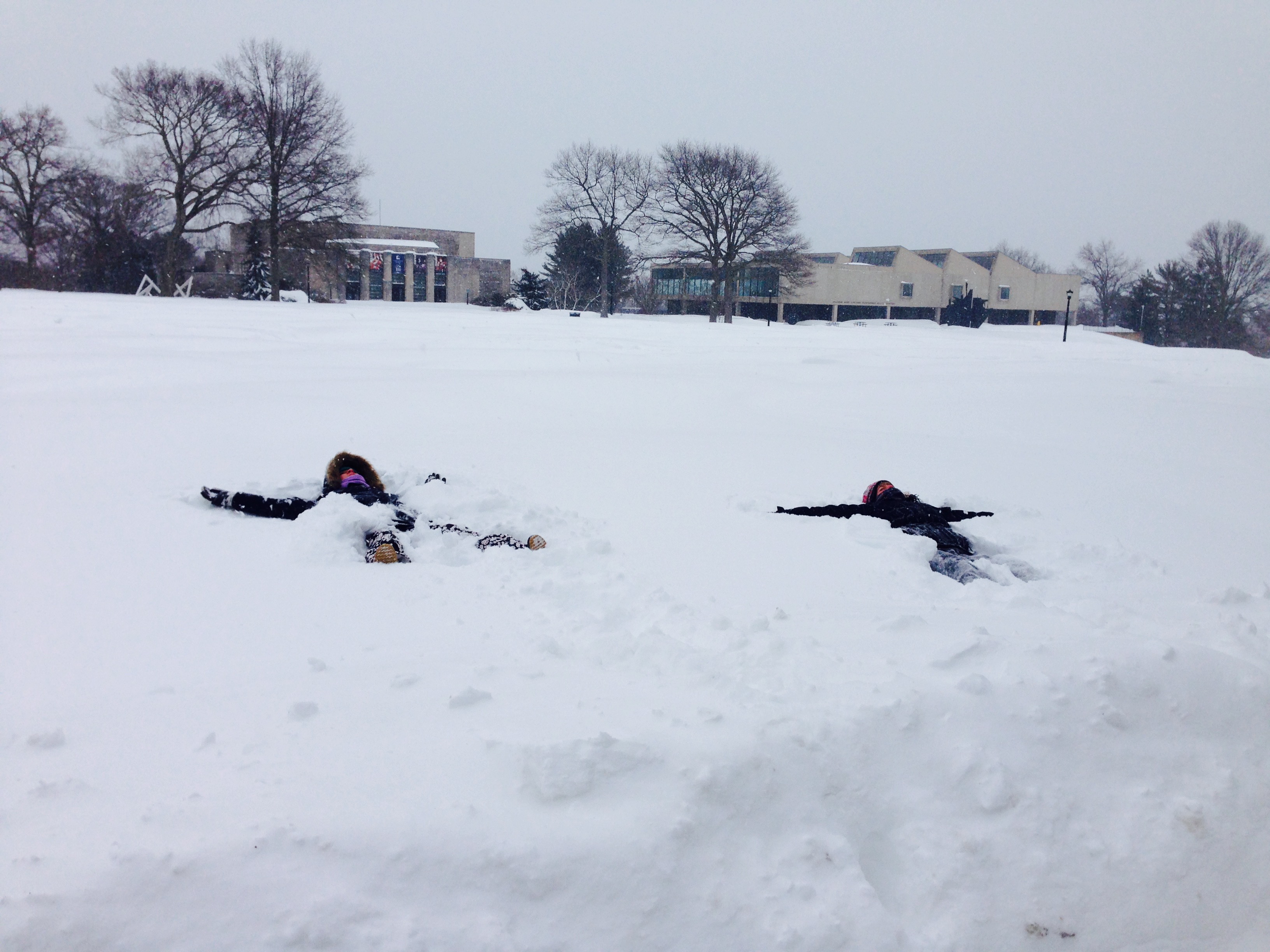 Snow angels in a blizzard