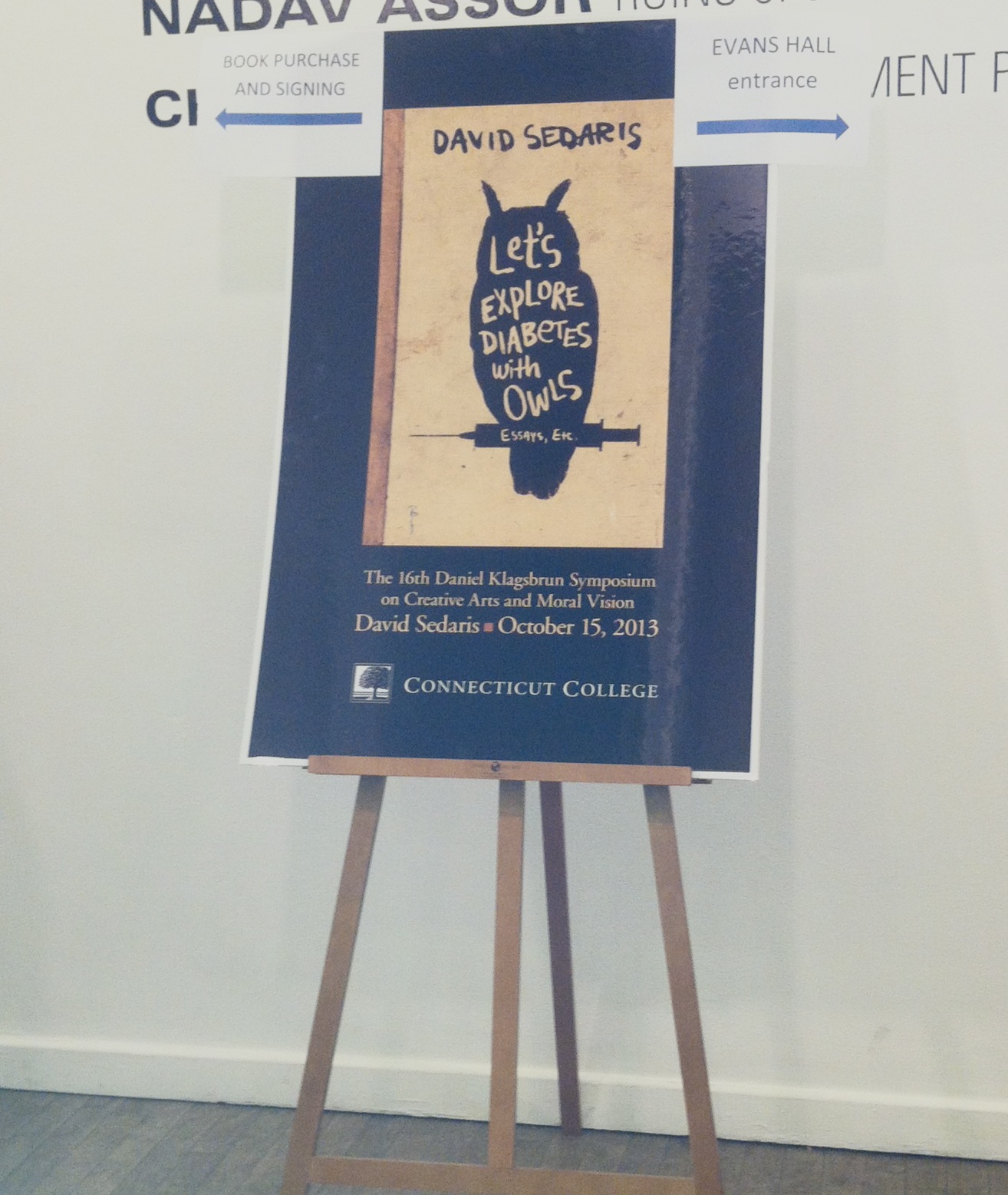 A poster from the David Sedaris visit