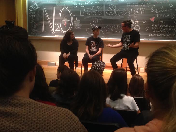 A student improv groups performs 