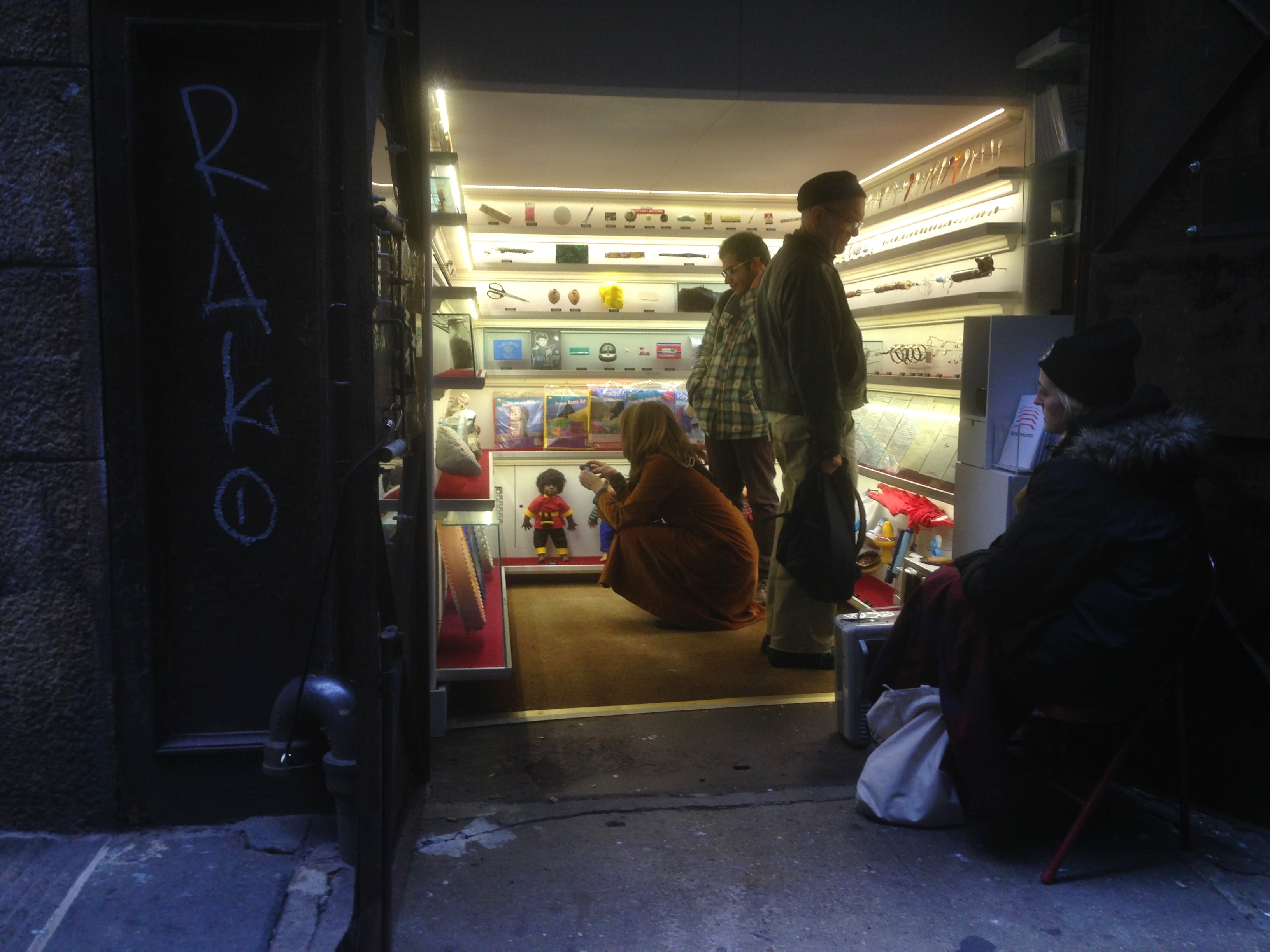 A tiny museum in a freight elevator in the middle of New York City alley