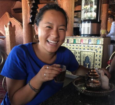 Olivia Domowitz drinking tea in Morocco