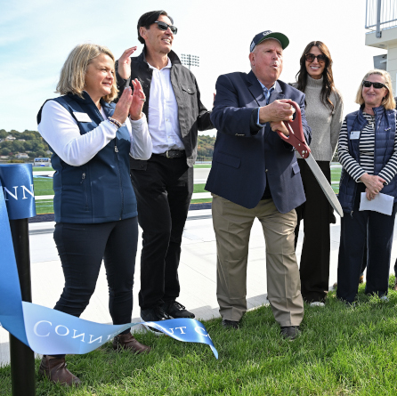Conn opens Fran Shields Grandstand at Silfen Track & Field