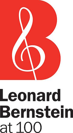 Official logo of the celebration of Leonard Bernstein's 100th birthday, a clef in red, white, black