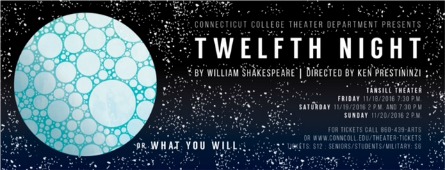 Poster for the theater production of Twelfth Night, with a moon image