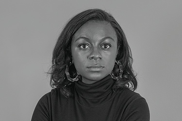 Black and white portrait of Jazmine Hughes ’12