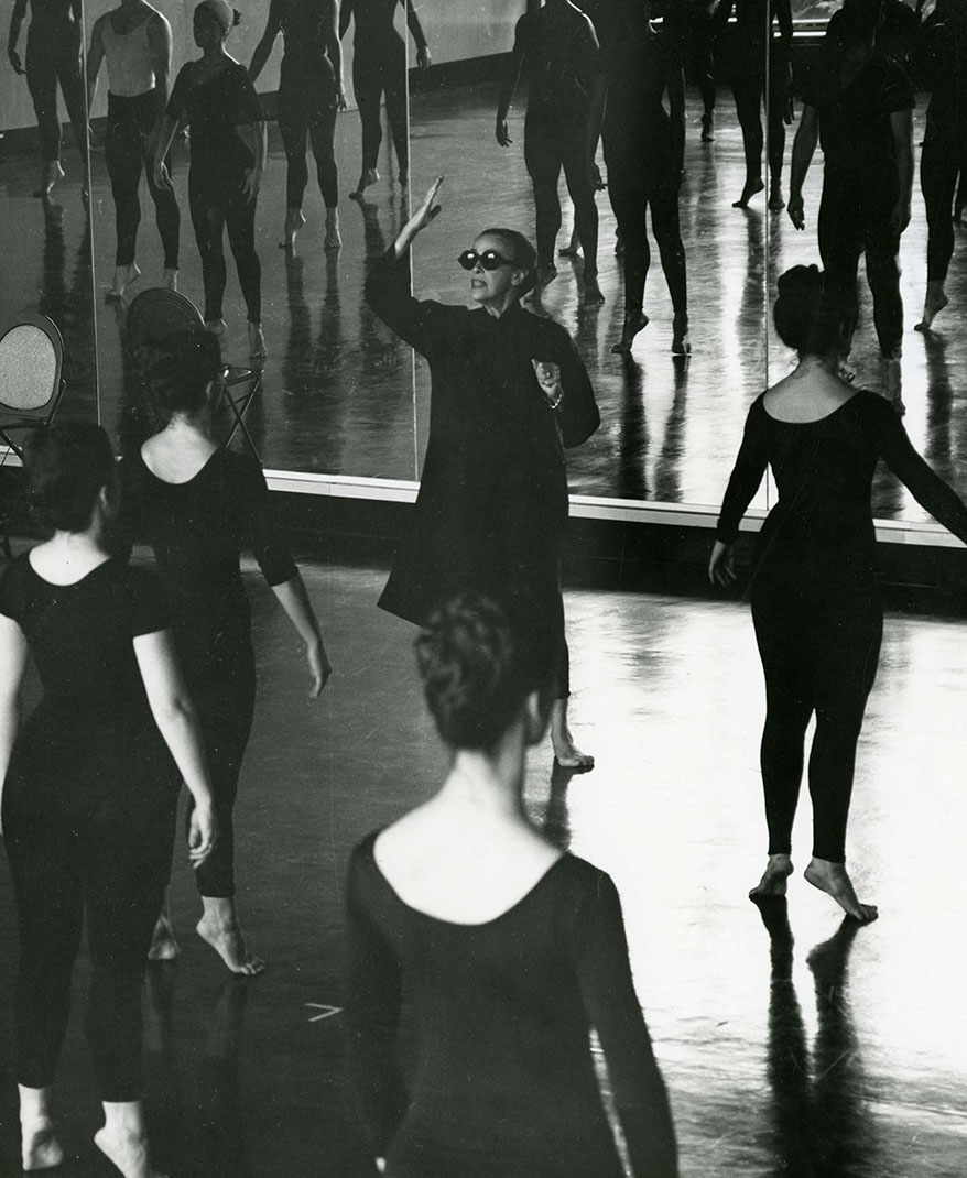 Martha Graham directs students in Conn's dance studio during the 1960s