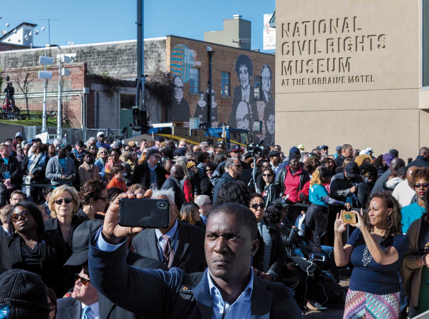 Crowd outside the Lorraine Motel in Memphis, TN