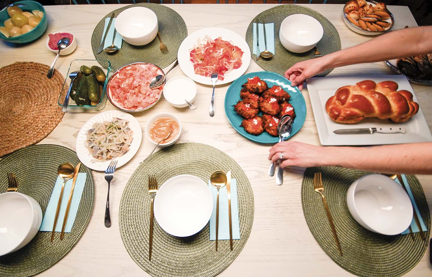 delicious meal spread out on a table