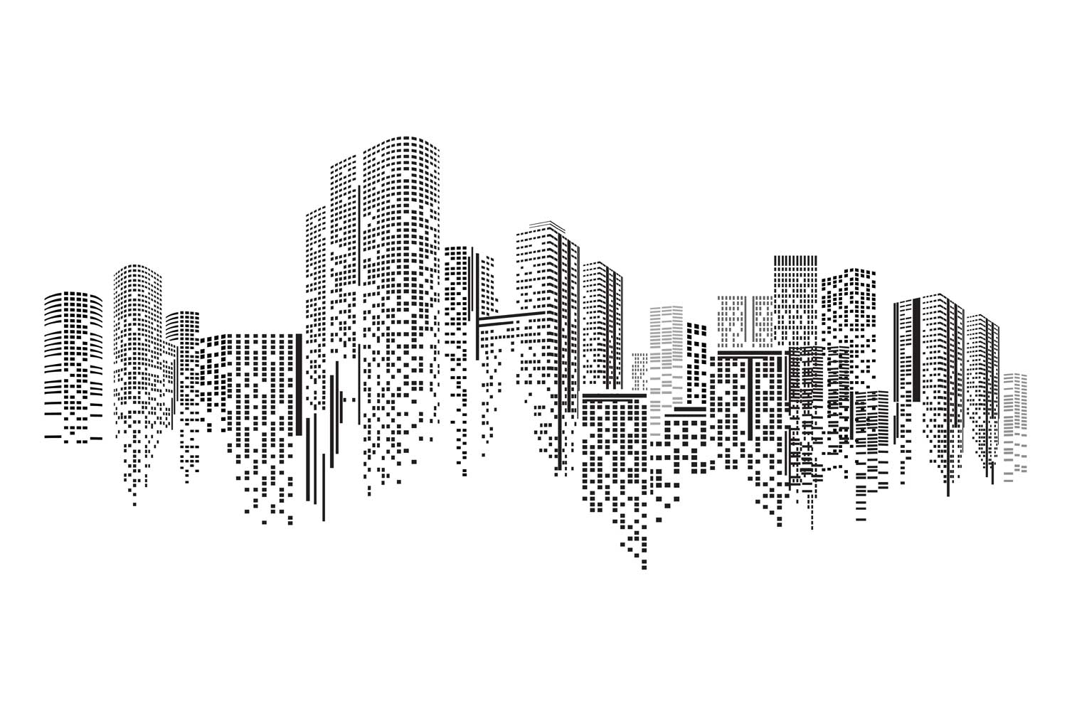 Black and white abstract image of a city