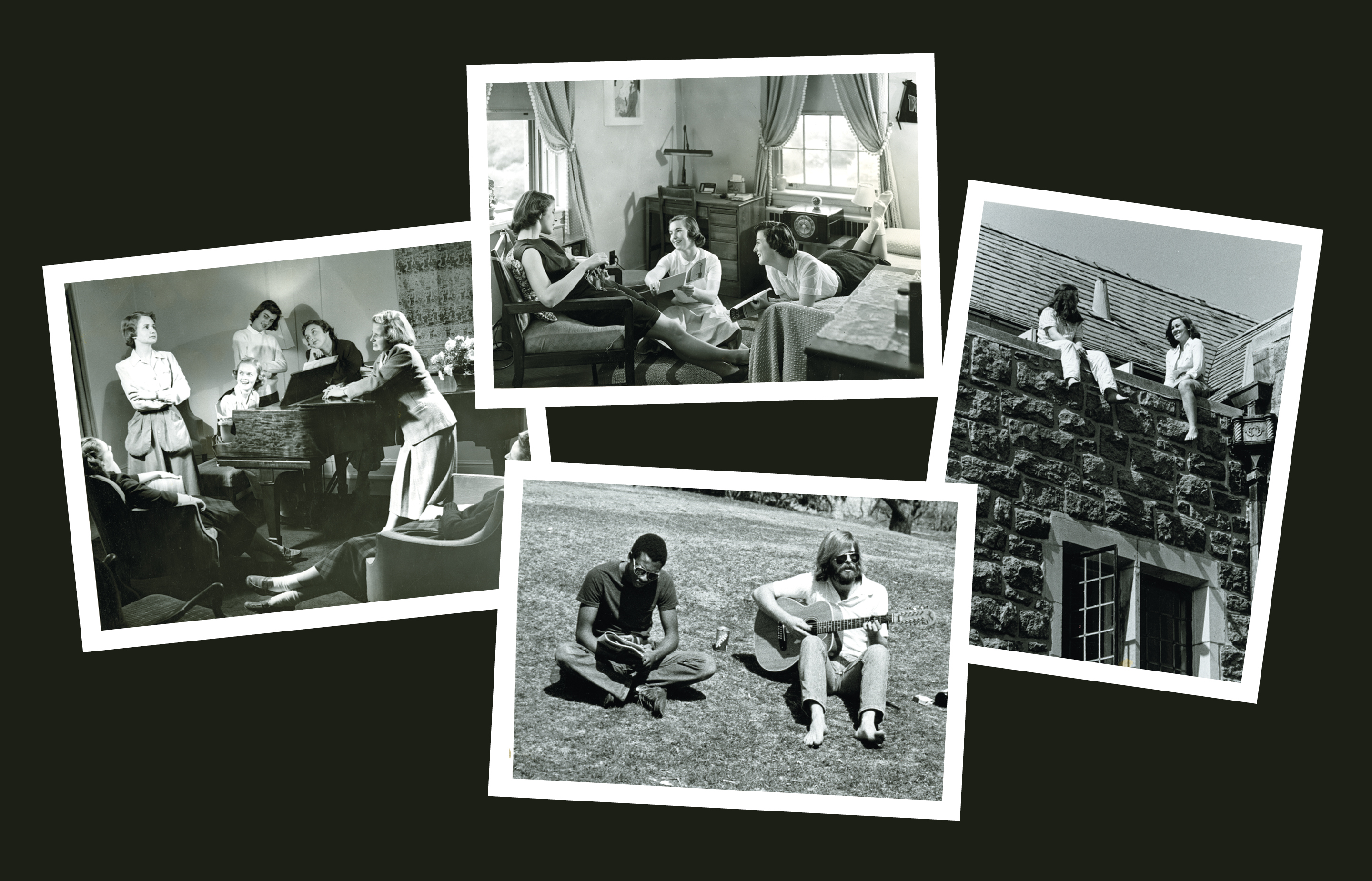 Collection of vintage images of student life on campus