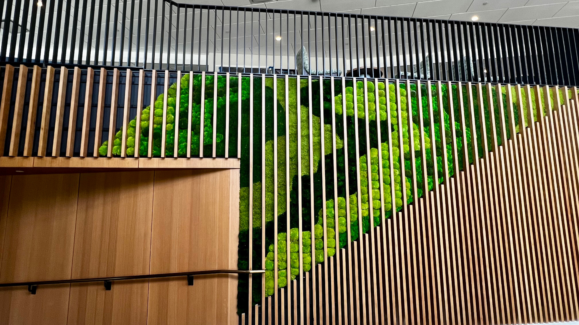 Moss wall in newly renovated Crozier-Williams college center