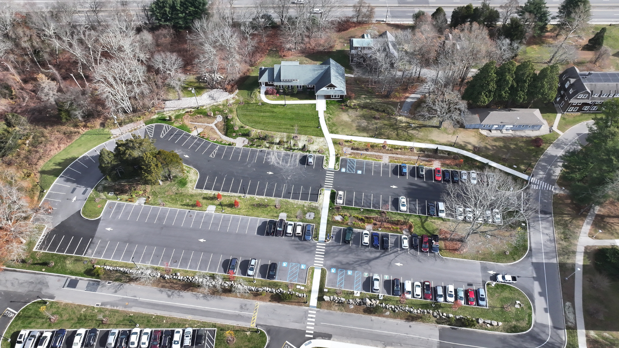 Aerial view of completed East lot