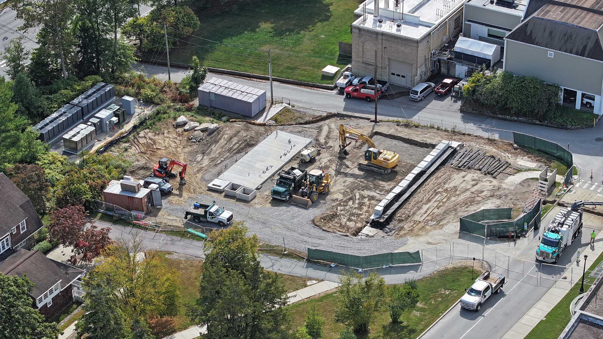 Aerial view of the construction to replace the switchgear