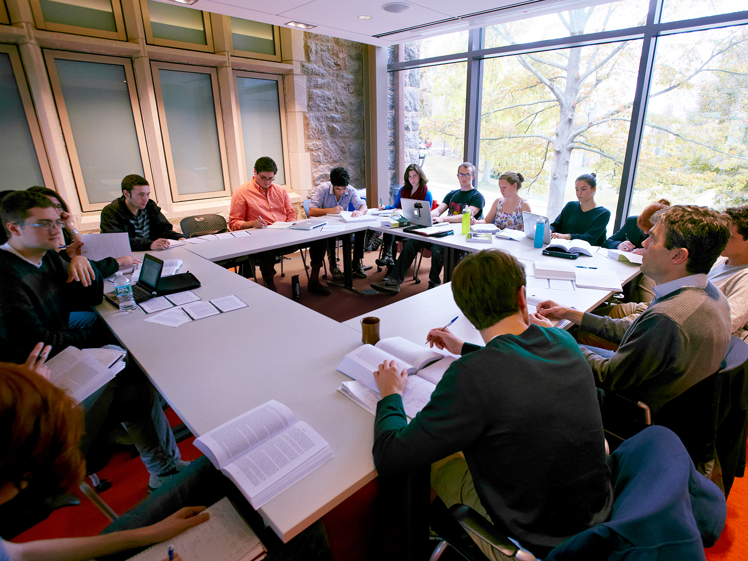 Students in class inside the Science Center at New London Hall