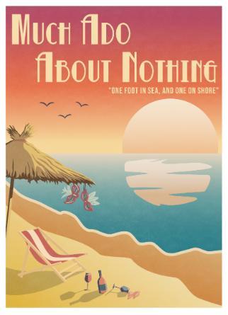 Poster for Flock Theatre's performance of William Shakespeare's Much Ado About Nothing