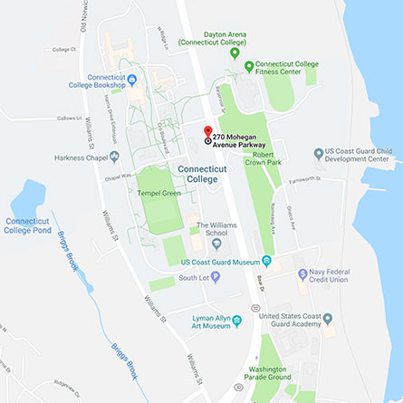 Aerial view of campus via Google Maps