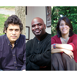 (L-R) Professor of Human Development Sunil Bhatia, Associate Professor of History David Canton and Associate Professor of Education Sandy Grande will serve as the interim team of institutional equity and inclusion. 