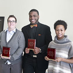 The 2015 Dr. Martin Luther King Jr. Service Award winners are (L-R): Ariella Rotramel, Maurice Tiner ’17 and Bryana White