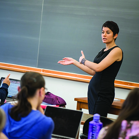 Sociology Professor Afshan Jafar in the classroom.