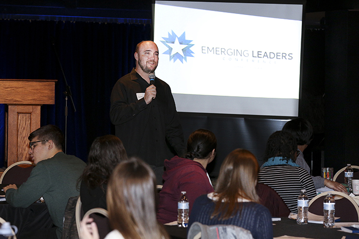 Associate Dean Geoff Norbert gives the keynote address at the Emerging Leaders Conference. 