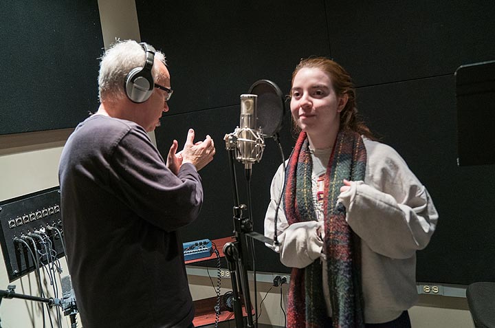 Butch Rovan records a student vocalist for Music 201