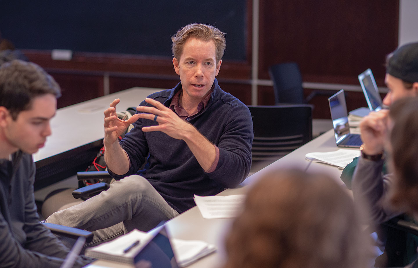 Alum speaking to students