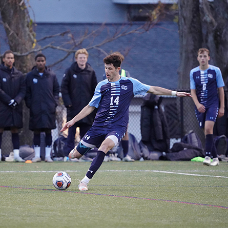 Augie Djerdjaj ’23 was one of four Camels who scored in Conn's 5-4 victory over Tufts. Photos courtesy of Jonathan Bird.